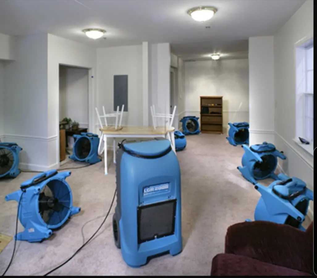 Air movers and dehumidifier setup for Water Extraction & Removal in Pasadena